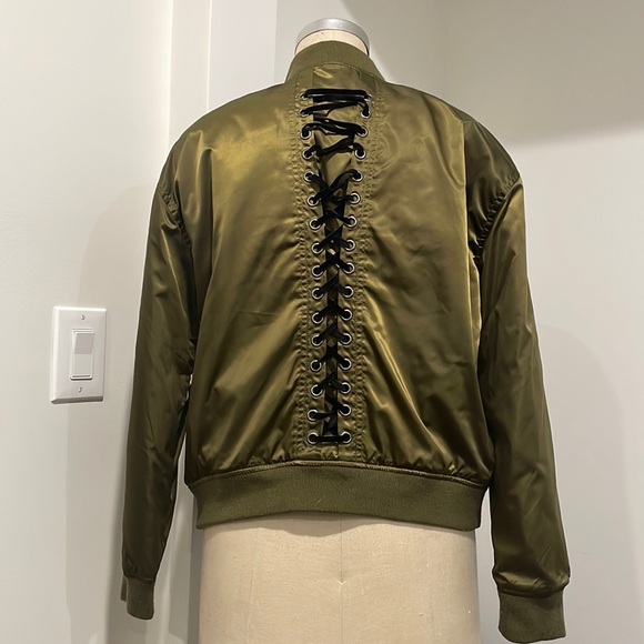 Bomber jacket with lace up detail - Picture 1 of 4
